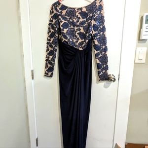 Lauren evening dress, cream and navy blue